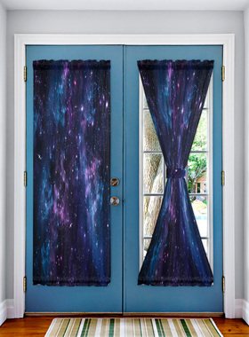 Blue Starry Sky Purple Milky Way Door Curtains Decor Home