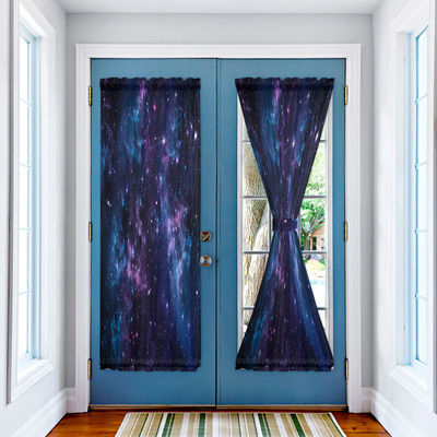 Blue Starry Sky Purple Milky Way Door Curtains Decor Home
