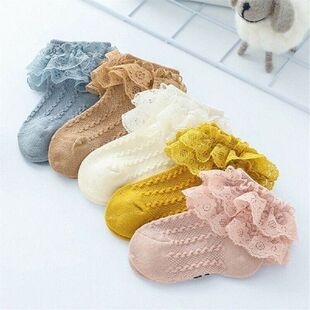 Kids Breathable Socks Cotton Lace Ruffle Princess Mesh