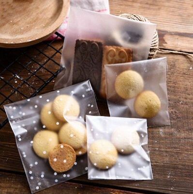 100Pcs Transparent Polka Dots Plastic Bags Cellophane