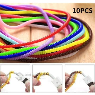 10Pcs/lot Spiral SB Data Charger Cable Cord Protector Wrap C