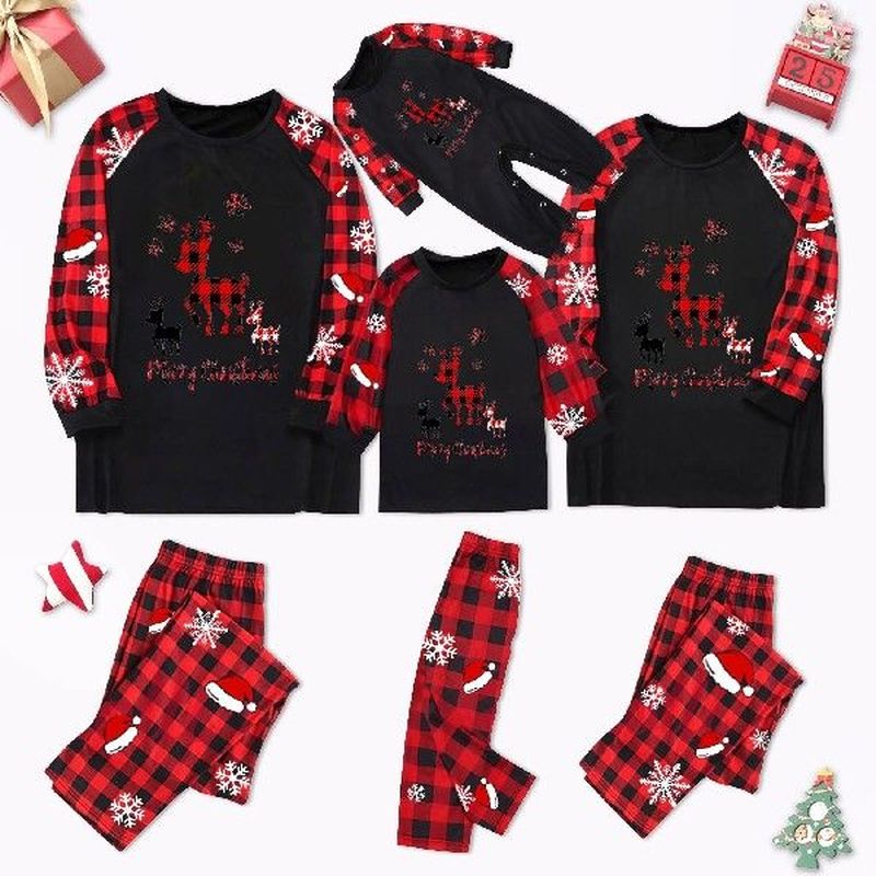 Family Matching Outfits Merry Christmas Plaid Printing