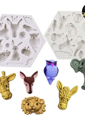 1Pc 3D Bos Dier Schimmel Siliconen Mallen Woodland Cake