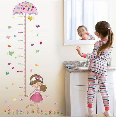 Kids home Room Decor Cartoon Girls Umbrella Height Chart