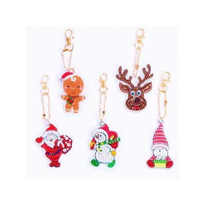 Christmas DIY Diamond Keychain - 5 Pieces Rhinestone Key