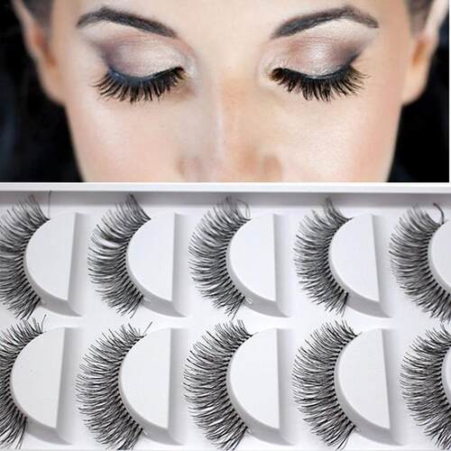 5 Pairs Of White Thread Stem Chemical Fiber False Eyelashes