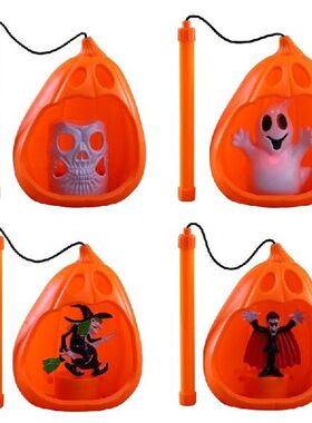 Pumpkin Lantern Orange Light Handheld Halloween Led Night