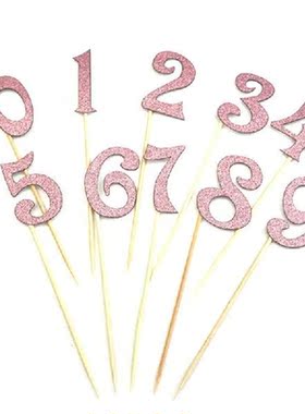 10pcs/set  Number Pattern Birthday Cake Topper  Acrylic