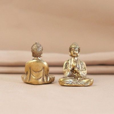 28*29mm Mini Solid Copper Sakyamuni Buddha Statue Ornament