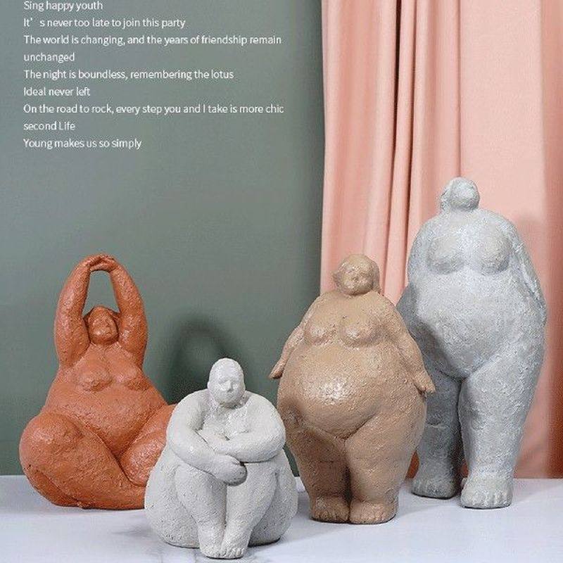 fat lady yoga figurines abstract yoga decor woman sculpture