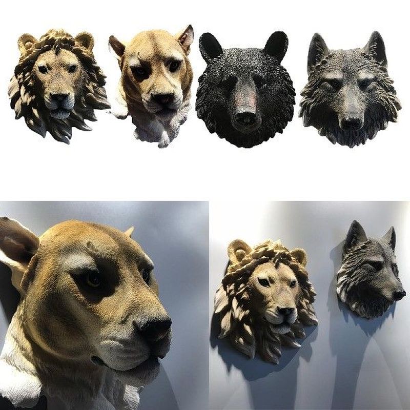 3D Animal Head Wall Decoration Statues Room Bedroom Home