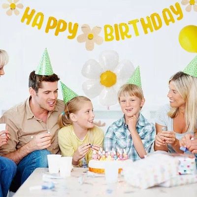 Happy Birthday Banner Daisy Balloons 12pcs Daisy Balloons