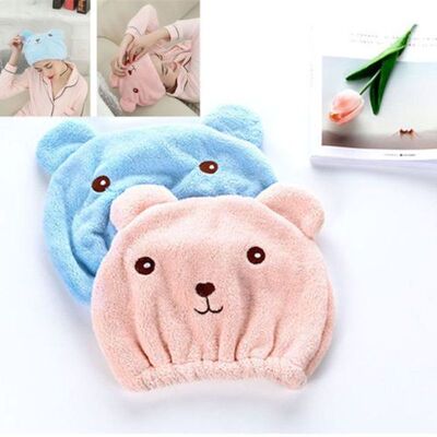 Cute Bear Microfiber Hair Turban Strong Absorb Quickly Dry