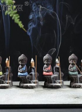 20pcs Incense Cones 1pcs burner Little Monk Buddha Incense