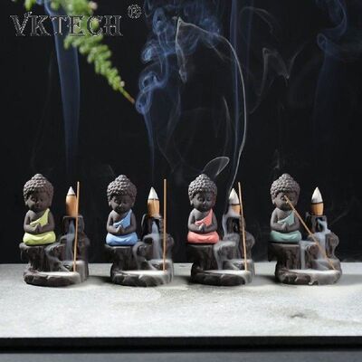 20pcs Incense Cones 1pcs burner Little Monk Buddha Incense