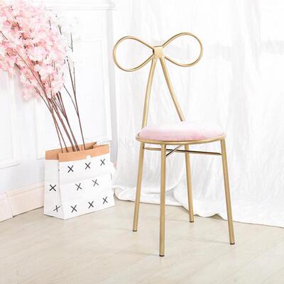 Nordic backrest bow iron chair bedroom dressing stool