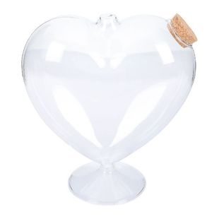 heart shaped clear glass jars: glass wishing bottl with
