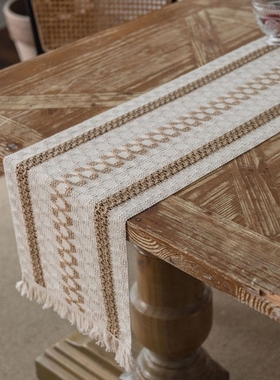 Cotton Linen Beige Table Runner Household Decoration