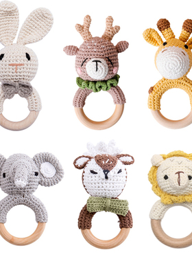 1pc Baby Teether Music Rattles for Kids Animal Crochet Rattl