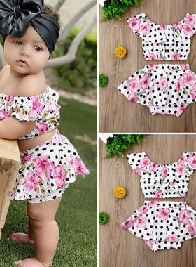 Newest Fashion Newborn Baby Girl Clothes Flower Print Polka