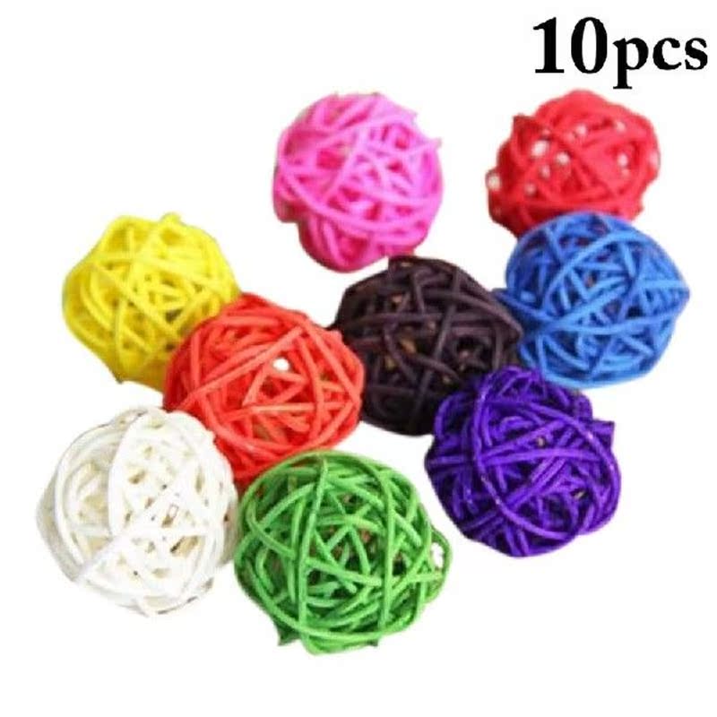 10pcs 3cm Colorful Rattan Balls Parrot Toys Bird