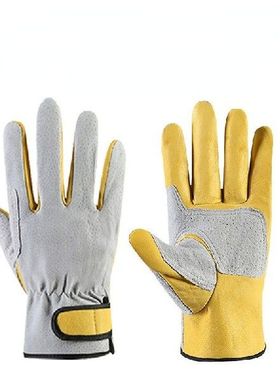 Work Gloves Leather Workers Work Welding Safety Protection