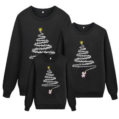 Merry Christmas Family Clothing Shirts Thick Crew Neck