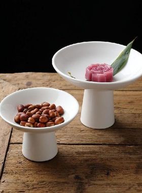 White Ceramic Plate Fruit Tray  Tall Feet Refreshment Tray