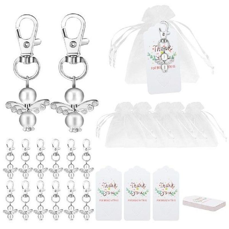 20PCS Angel Design Keychain Favors Set Include Angel Pearl