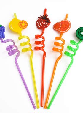 10pcs Creative Modeling Straws Fruit Ice Cream Animal PET