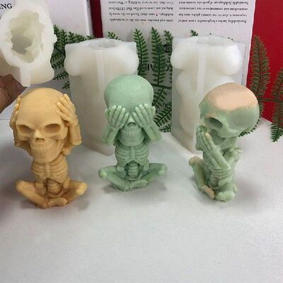 K1MF 3D Cetakan Lilin Tengkorak Silikon Cetakan Sabun