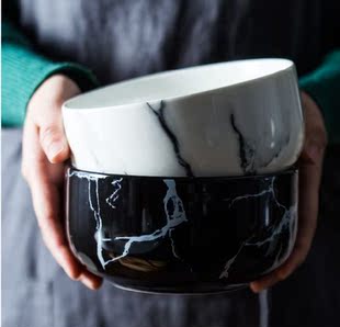 Creative elegant High grade marble ceramic bowl noodles