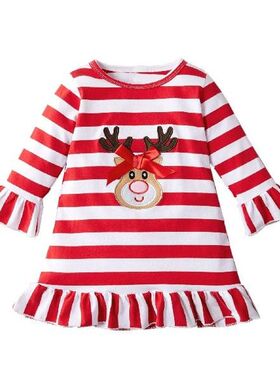 Girls Christmas Dress Outfit Infant Kids Clothes Girls Long