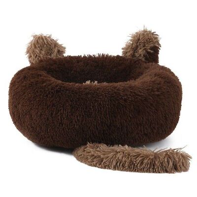 Calming Dog Cat Bed Modern Soft Plush Round Pet Bed for