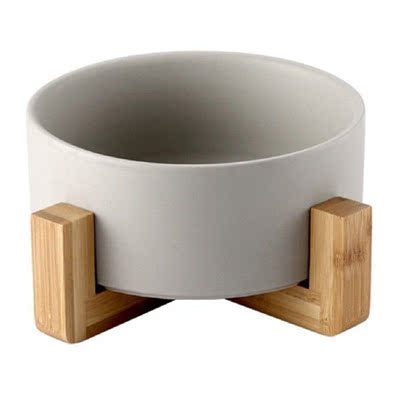Non-slip Wooden Stand Cat Bowl Dog Water Feeder Bowl Cat