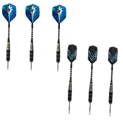 6PC Nickel Tipped Needles Steel Barrels Darts Set Throwing