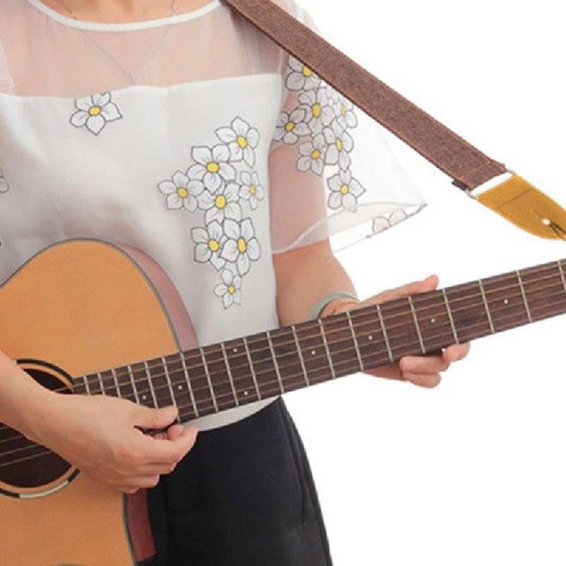 Cotton Linen Guitar Strap Double-layered Reinforced Leather