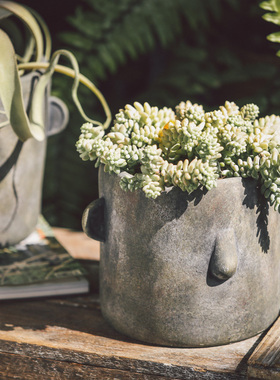 Ceramic Basket Flower Pot Large Outdoor Four Eared