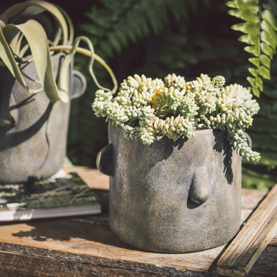 Ceramic Basket Flower Pot Large Outdoor Four Eared