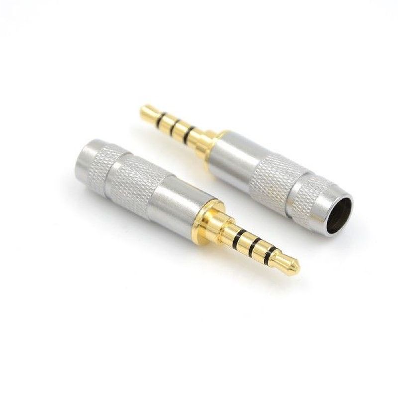 4 Pole 3.5mm Stereo Headphone Male Plug Jack Audio Solders