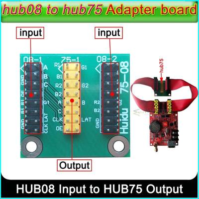 Full color HB75 adapter board hub08 to hub75,Huidu Dual colo