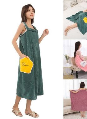 Women Coral Velvet Thickened Bathrobe Women Bath Wrap Towel