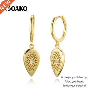 BOAKO 925 Sterling Silver Earrings For Women Gold Evil Eye E