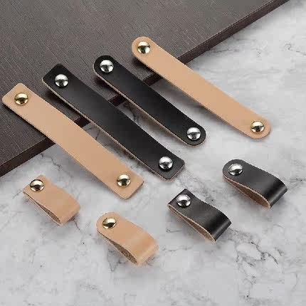 PU Leather Handle and Knobs Door Knobs Pull For Furniture