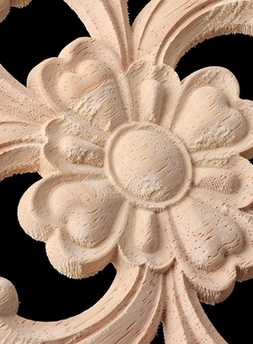 H7ED Wood Carved Corner Onlay Applique Frame Decoration