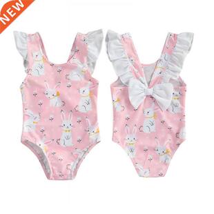 0-24M Baby Girls Swimwear Summer Bunny Print Ruffle Toddler