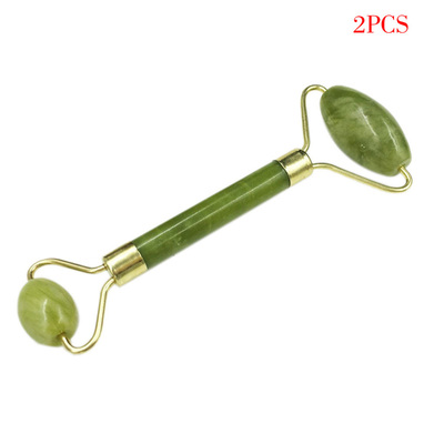2PCs Facial Massage Roller  Double Heads Jade Stone Face