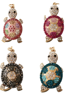 95AA Colorful Rhinestone Turtle Keychain Cute Animal