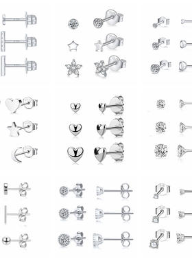 CANNER 3pieces/set Stud Earrings 925 Sterling Silver Cubic Z