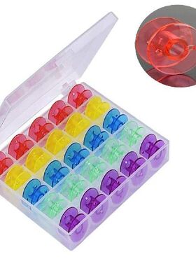 25pcs Coloured Plastic Bobbin Spools Plastic Transparent